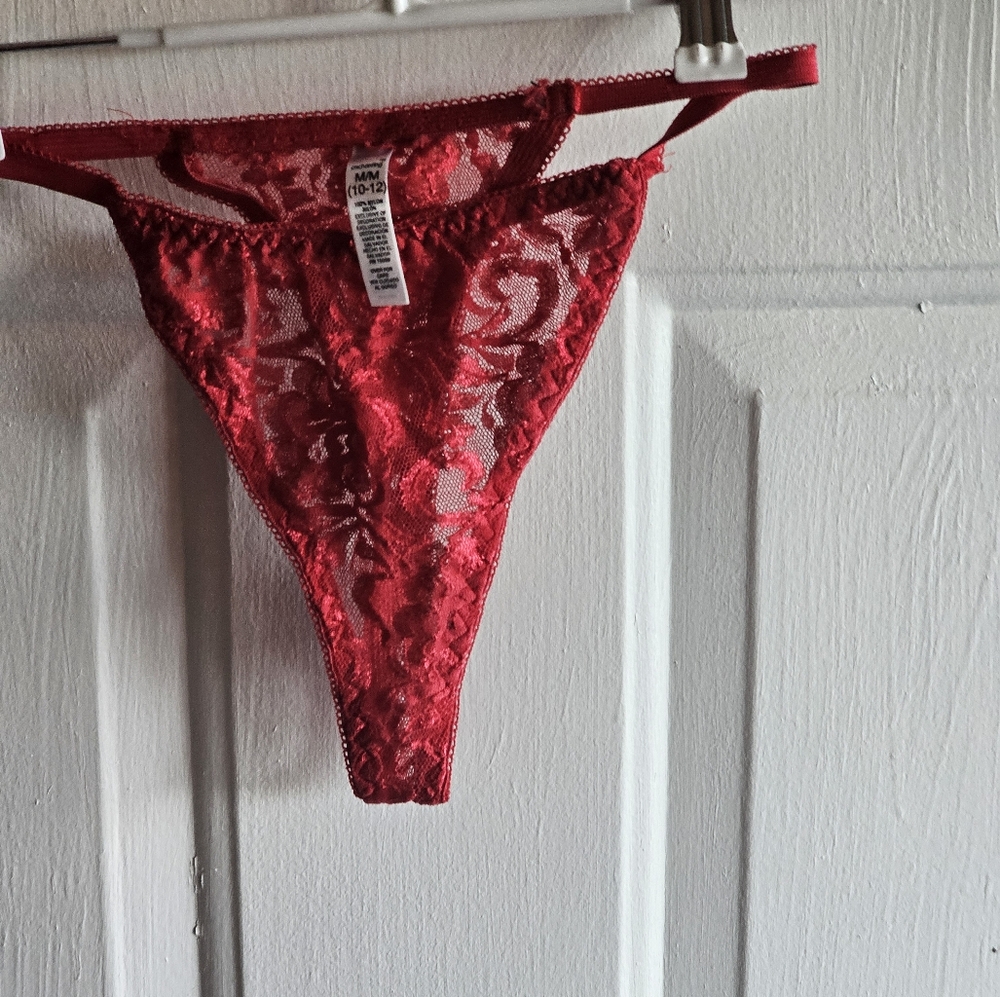 Red lace thongs